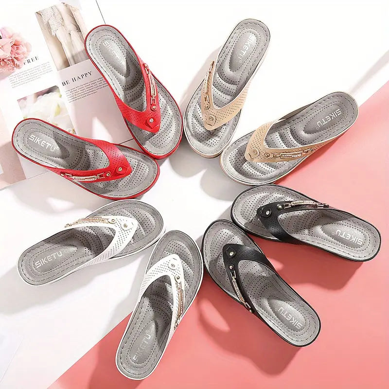 Chanclas con tacón de cuña para mujer