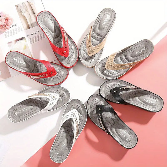 Chanclas con tacón de cuña para mujer