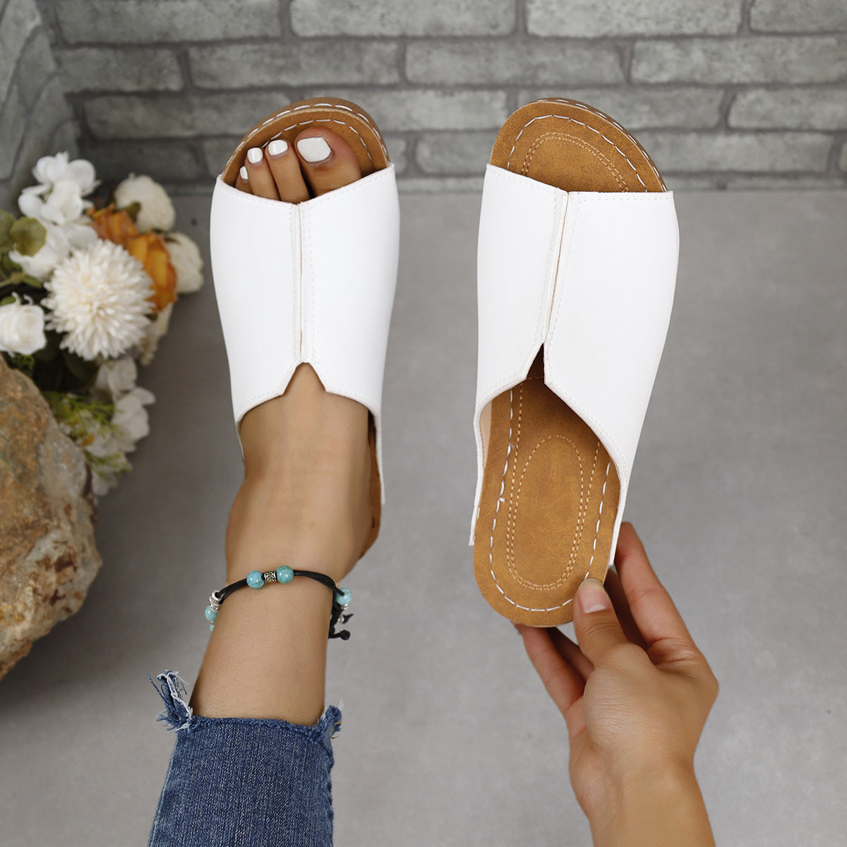 Sandalias de moda de color sólido para mujer