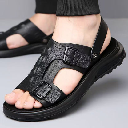Sandalias casuales de hombre (piel de cocodrilo)