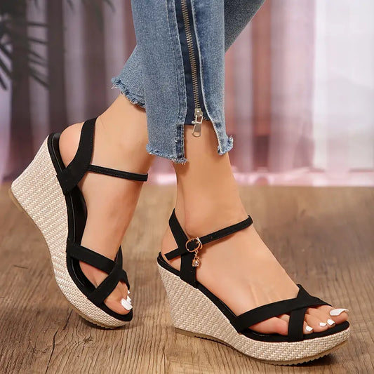 Sandalias de tacón de cuña para mujer