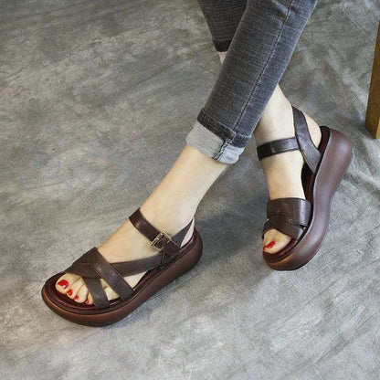 Sandalias de plataforma de cuero