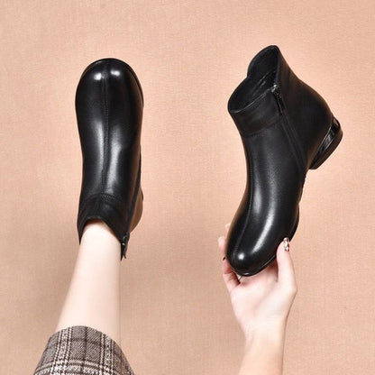 botas de cuero suave con punta redonda