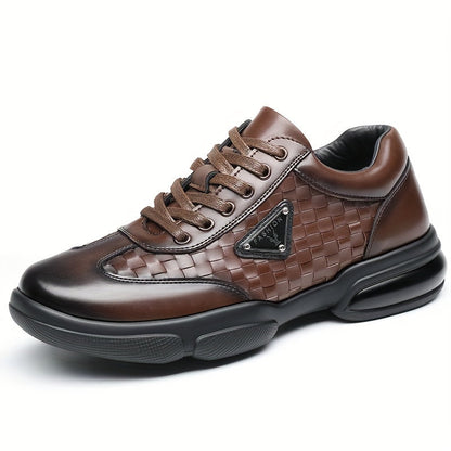 FASHION - Zapatos de cuero para hombre con puntera redonda y estilo formal