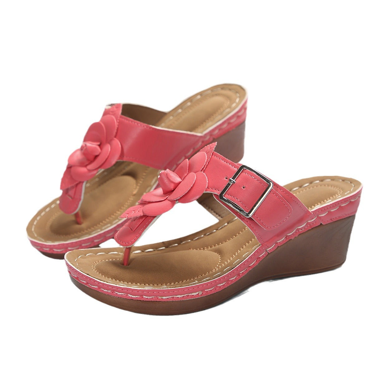 Sandalias con decoración floral para mujer