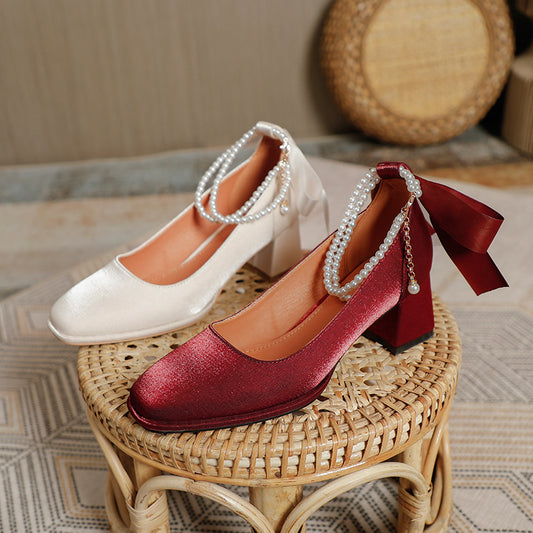 Tacones altos Mary Jane con tacón en bloque y punta cuadrada