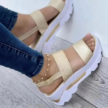 Sandalias con plataforma y punta abierta para mujer