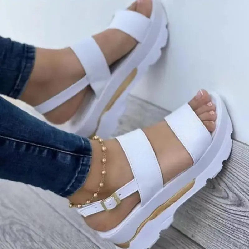 Sandalias con plataforma y punta abierta para mujer