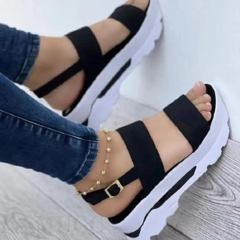 Sandalias con plataforma y punta abierta para mujer