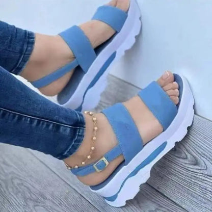 Sandalias con plataforma y punta abierta para mujer
