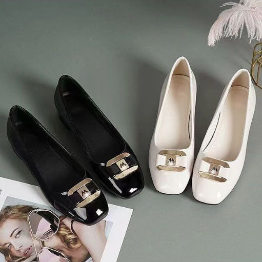 Zapatos de piel de mujer de moda (cuadrado M)