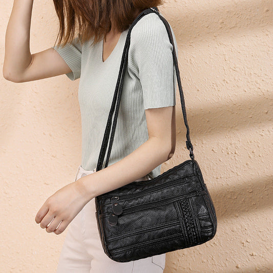 Bolso bandolera de piel lavada suave