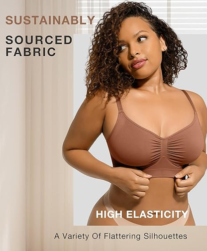 🔥Compra 1 y llévate 1 gratis (2 piezas)：Sujetador esculpido sin aros y sin relleno de cobertura total para mujer