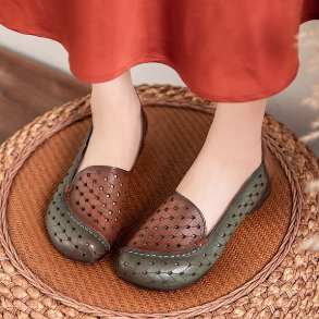 Sandalias de cuero huecas (pinceladas de color)