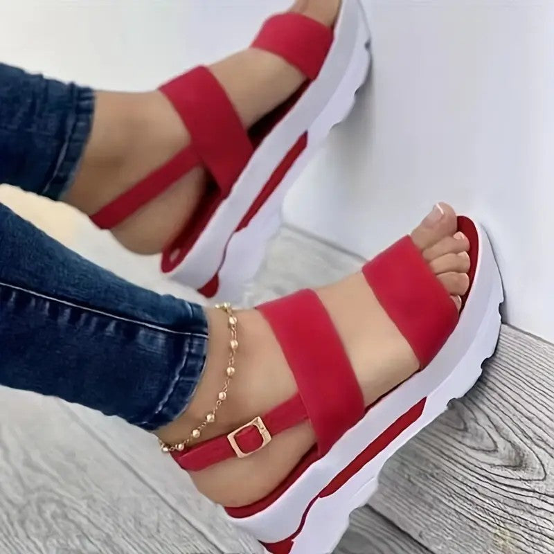 Sandalias con plataforma y punta abierta para mujer