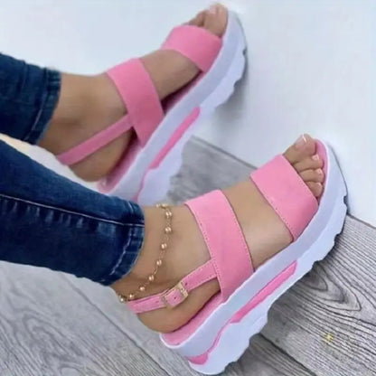 Sandalias con plataforma y punta abierta para mujer