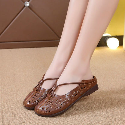 Sandalias cerradas planas estilo vintage para mujer