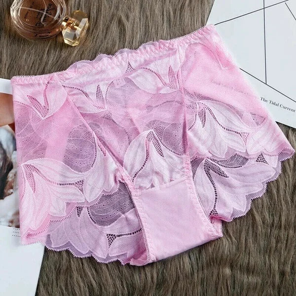 Roupa íntima feminina de renda de seda feita à mão