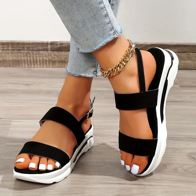 Sandalias con plataforma y punta abierta para mujer