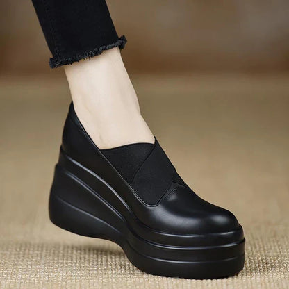 Zapatos de plataforma retro de piel suave