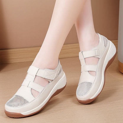 Zapatos de plataforma de cuero con malla26706
