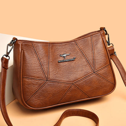 Bolso bandolera de piel suave con patchwork