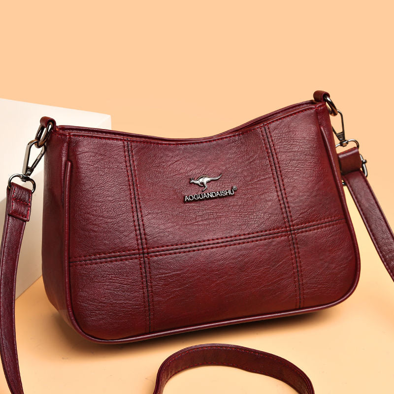 Bolso bandolera de piel suave con patchwork
