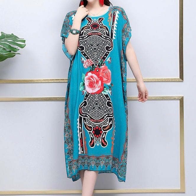 Vestido drapeado estampado