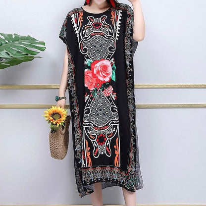 Vestido drapeado estampado