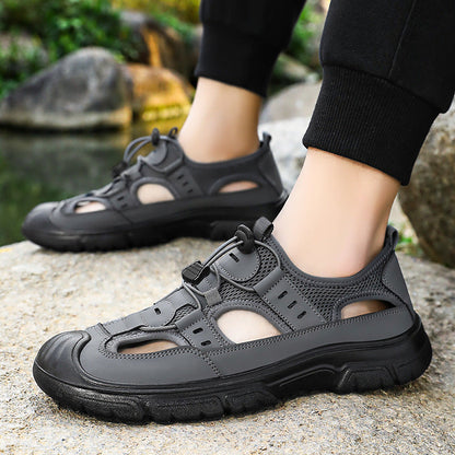 Zapatos Hombres sandalias transpirables en verano, zapatos de red, zapatos casuales, zapatos de padre de mediana edad y ancianos