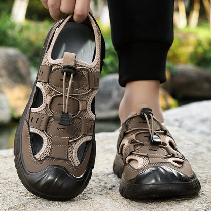 Zapatos Hombres sandalias transpirables en verano, zapatos de red, zapatos casuales, zapatos de padre de mediana edad y ancianos