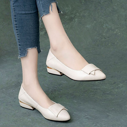 Zapatos individuales de suela plana transfronteriza nuevos zapatos femeninos de primavera y otoño con Boca ligera y talón grueso y puntiagudo