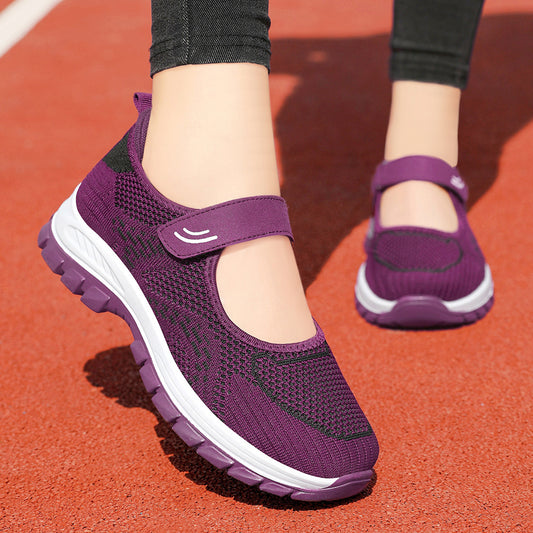 Zapatos mujeres primavera y verano 2025 nuevos zapatos para madres de mediana edad y ancianos con suelas blandas de boca clara