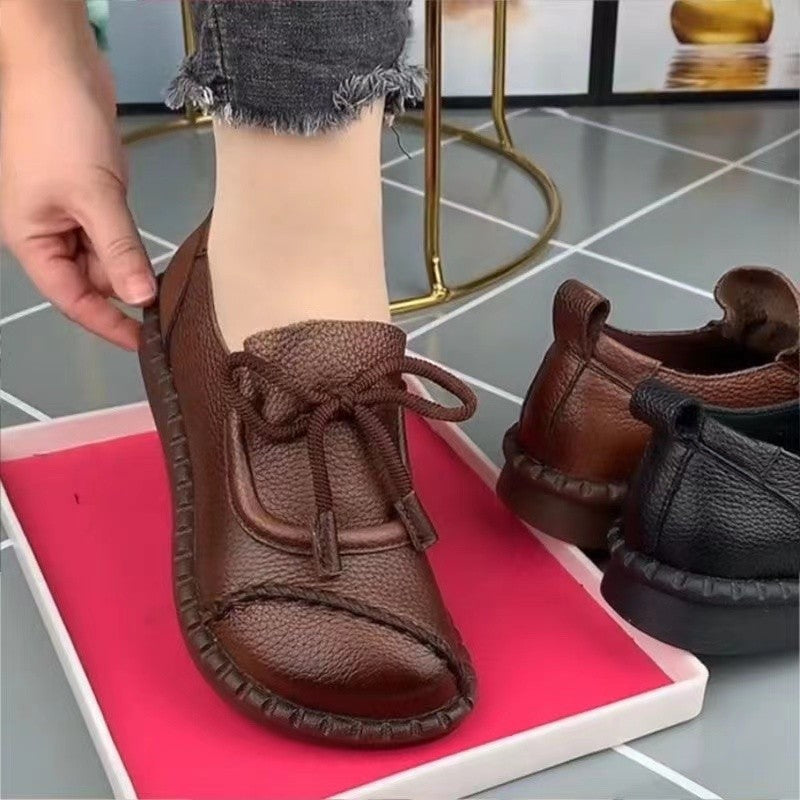 Retro casual tie - up madre zapatos individuales 2025