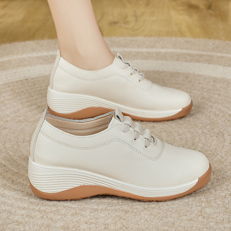 Zapatos casuales de cuero con tacón de cuña