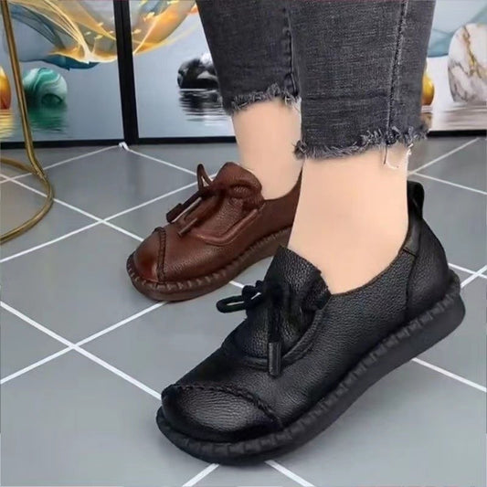 Retro casual tie - up madre zapatos individuales 2025