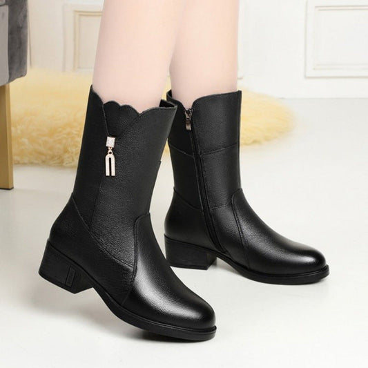 Botas de piel suave con tacón en bloque