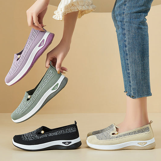 Zapatos todas las mujeres toman un nuevo zapato de tela de primavera, zapatos de madre ligeros 2025