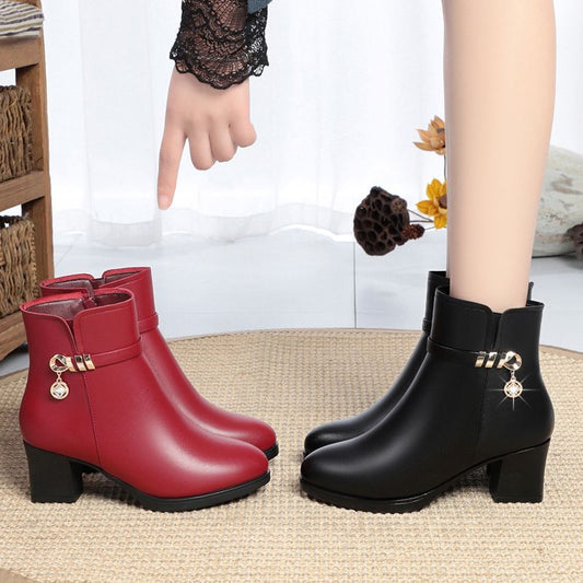 Botas de cuero para mujeres (piedras preciosas de nudo)
