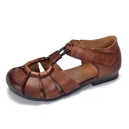 Sandalias romanas de piel blanda nuevo talón grueso para mujeres de verano 2025