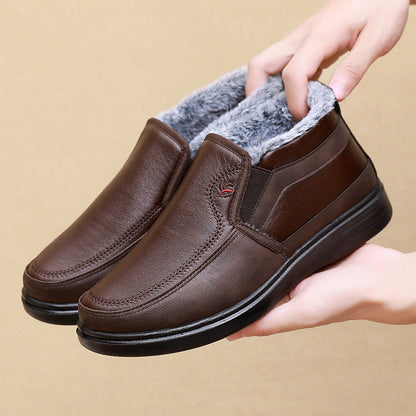 Zapatos de piel antideslizantes de terciopelo de invierno