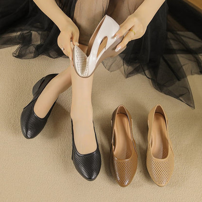 Zapatos cómodos de cuña de piel