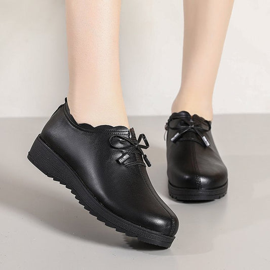 Zapatos de piel para mujer con suela blanda y antideslizante