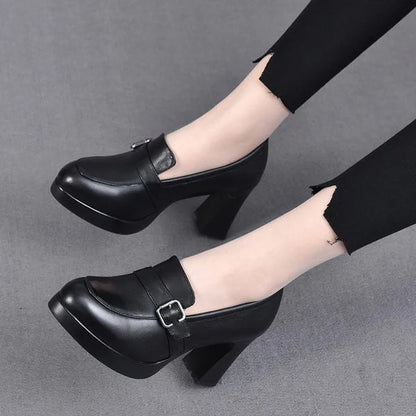 Zapatos de cuero de tacón alto de moda
