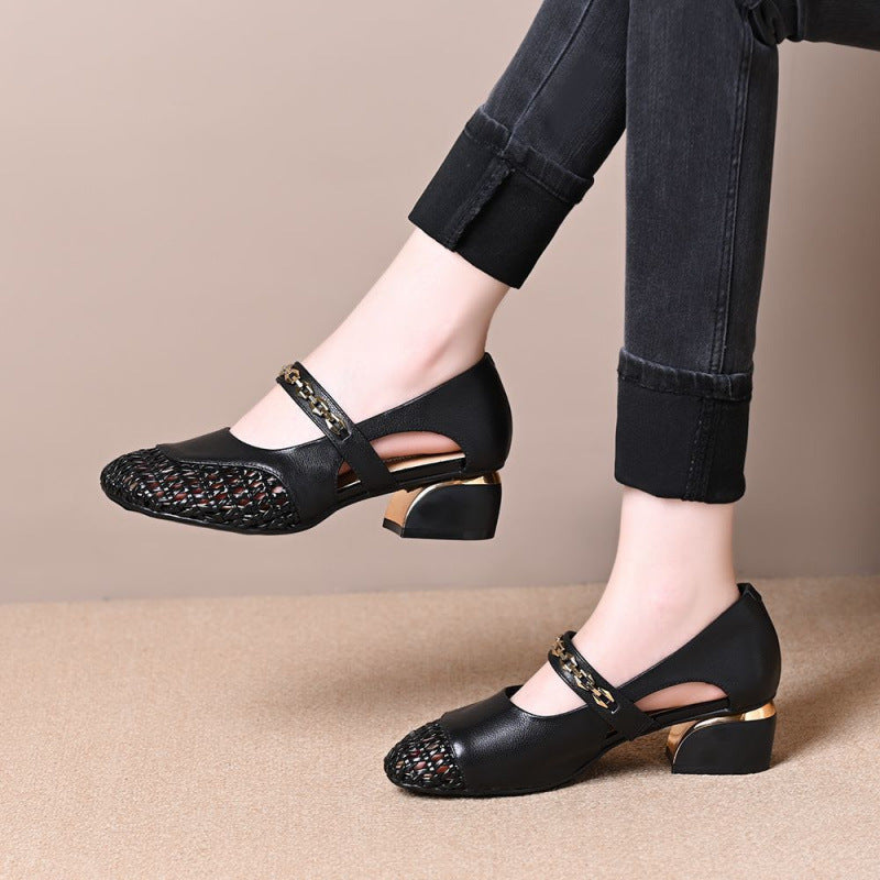 Zapatos casuales de piel con diseño calado
