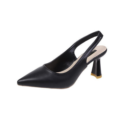 Tacones altos puntiagudos mujeres tacones finos sandalias vacías detrás de zapatos individuales