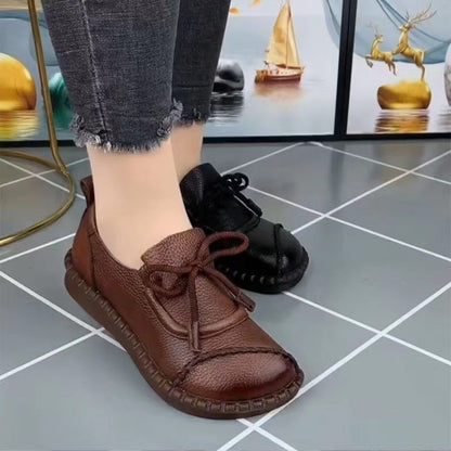 Retro casual tie - up madre zapatos individuales 2025
