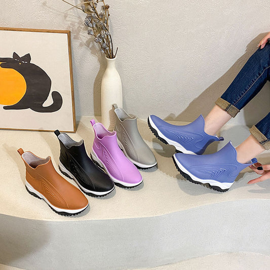 Botas de lluvia de moda para mujer, zapatos de trabajo