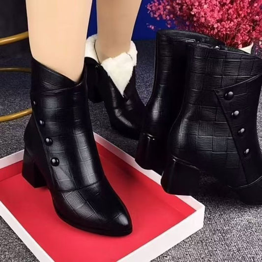 Botas de cuero para mujeres (patrón cuadrado)