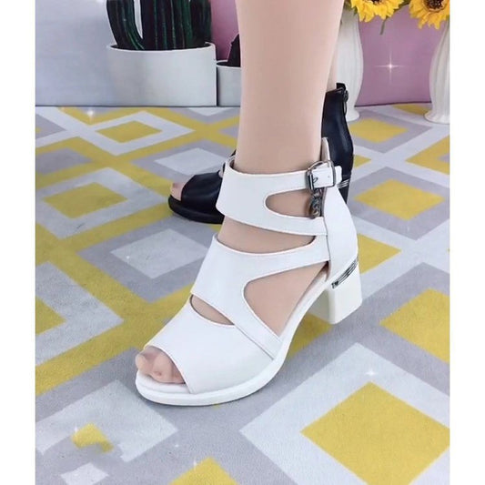 Sandalias de pico de pescado de talla grande y gruesa para mujeres 2025 nuevas sandalias para madres de verano